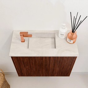 Mondiaz Joya DLux 50cm toiletmeubel ruby met wastafel faye links 1 kraangat ostra