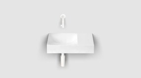 Clou Vale fontein solid surface 38cm zonder kraangat rechts wit mat