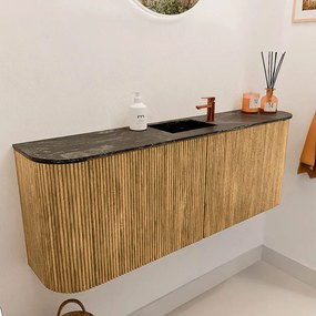 Mondiaz Joya DLux 115cm toiletmeubel ronding links/rechts oak met wastafel faye midden 1 kraangat lava