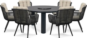 Tuinset Ronde Tuintafel 6 personen 150 cm Rope Grijs  Coco Custa/Arancia