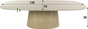 Ovale Salontafel Travertin - 135 X 70cm.
