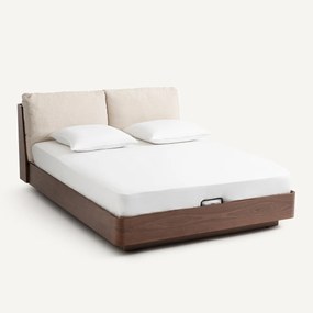 Tweepersoonsbed met opbergruimte in walnootfineer, Angelo