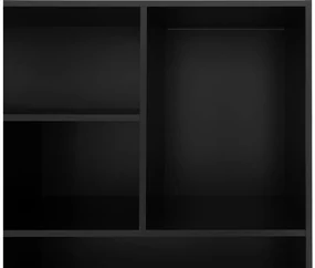 Goossens Basic Buffetkast Madrid, 3 dichte deuren 7 open vakken, zwart melamine, 139 x 191 x 45 cm, elegant chic