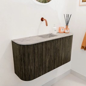 Mondiaz Joya DLux 85cm toiletmeubel ronding links/rechts shadow met wastafel faye midden zonder kraangat glace