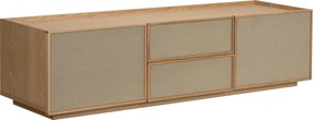 Tv-meubel Eiken Met Stoffen Deuren 150 Cm - 150x40x40cm.