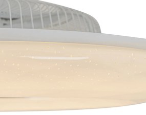 Smart Plafondventilator met lamp zilver incl. LED met ster effect dimbaar - Clima Modern rond Binnenverlichting Lamp