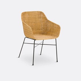 Tafelfauteuil in gevlochten rotan, Melawi
