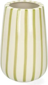 Vaas, steengoed, groen gestreept,Ø11 cm x 17 cm