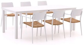 Diningset Bellagio | 6 personen aluminium | Tuinset stapelbaar | 7-delig | Kees Smit Tuinmeubelen