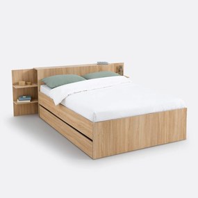Bed met opberging, legplanken en lade, Niolo