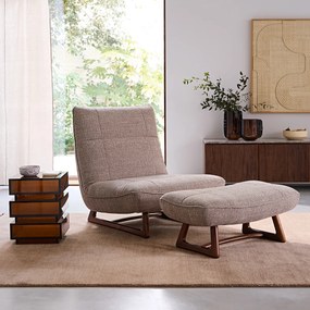 Fauteuil notenhout en getextureerde melêe versie, Lafar