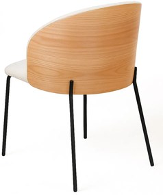 Pack 2 Glacia Stoelen Witte Stof met Houten Beklede Rugleuning