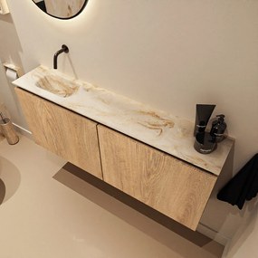 Mondiaz Ture DLux toiletmeubel 120cm washed oak met wastafel frappe links zonder kraangat