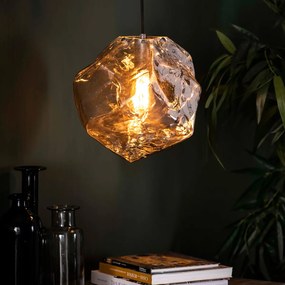 Glazen Hanglamp Steenvorm Chroom