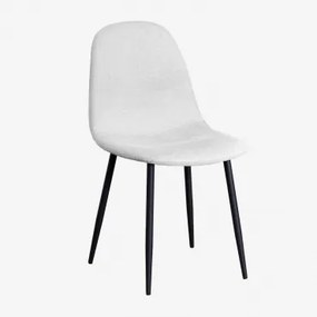 Pak 2 Glamm-eetkamerstoelen In Zwart & Stof Gebroken Wit & Tela - Sklum