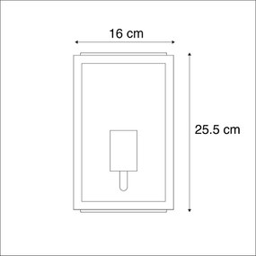 Industriële buiten wandlamp zwart met glas 25,5 cm IP44 - Rotterdam Modern, Landelijk E27 IP44 Buitenverlichting