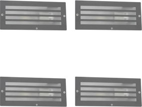 Set van 4 moderne inbouwlamp donker grijs IP44 - Hurricane