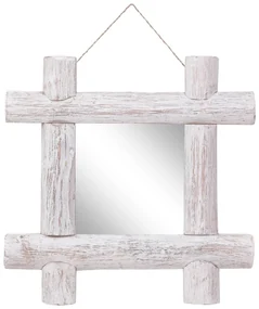 vidaXL Spiegel houtblokken 50x50 cm massief gerecycled hout wit