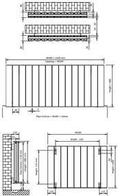 Eastbrook Guardia radiator 140x60cm aluminium 2400W antraciet