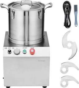 VEVOR Keukenmachine Groentehakker, 15 L Keukenmachine Gemaakt van roestvrij staal van voedingskwaliteit met 2 extra S-vormige messen, Multifunctioneel voor het hakken van groenten, fruit en granen
