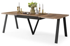 AVERY eik Halifax vertind/onderkant zwart - LOFT/INDUSTRIËLE TAFEL VOOR WOONKAMER/EETKAMER UITKLAPBAAR TOT 330 cm!