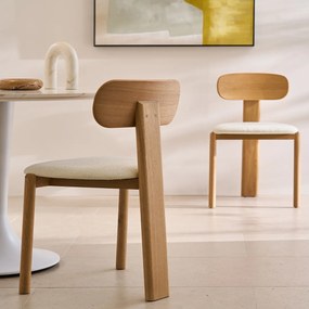Eiken stoel, fineer en bouclette, Marais