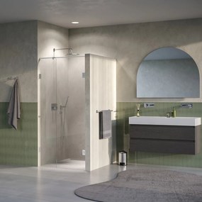 Brauer Void Carving profielloze nisdeur 100cm met draaideur 60cm aan muur RVS geborsteld PVD