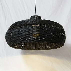 Rotan / Rieten Hanglamp, Handgemaakt, Zwart, ?50 cm