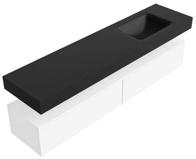 Zaro Alan badmeubel 190cm talc 2 lades met vrijhangende wastafel cloud rechts zonder kraangat urban