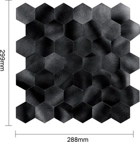 Zelfklevend Mozaïek Hexagon Gun Metal Black - 29.5 cm x 29.5 cm x 0.4 cm | 0.5 kg | Paneli zelfklevende steenstrips