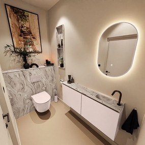 Mondiaz Ture DLux toiletmeubel 120cm rosee met wastafel glace rechts met kraangat