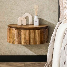 Hangend Nachtkastje Rond Hout - 50x35x20cm.
