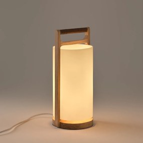 Lamp in massief eik en opaline, Fodéo
