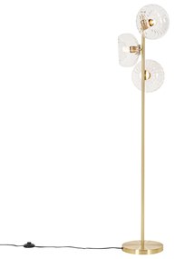 Art Deco vloerlamp goud met glas 3-lichts - Ayesha Art Deco E27 Binnenverlichting Lamp