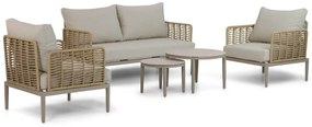 Stoel en Bank Loungeset 4 personen Wicker/Aluminium Taupe  Coco Ibiza