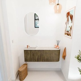 Mondiaz Joya DLux 110cm toiletmeubel ronding rechts dusk met wastafel faye links 1 kraangat ostra