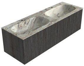 Mondiaz Kurve-dlux 140cm badmeubel shadow met 2 lades en wastafel stor small dubbel 2 kraangaten glace