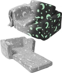 VEVOR Opvouwbare Kinderbank Kinderbank 610 x 430 x 400 mm Kinderbank Kinderkamer Zachte Bank, Speelbank Knuffelhoek 1 Kind, Kinderfauteuil Kindermeubels Kinderstoel Grijs Slaapfauteuils 20 kg Bedfunctie