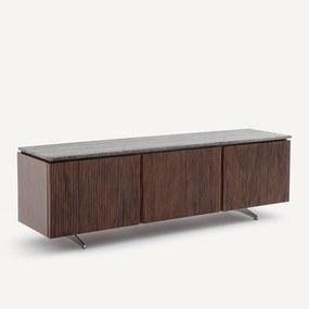 TV-meubel in notenhoutfineer en travertijn, Jakto