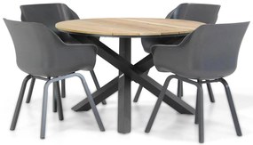 Tuinset Ronde Tuintafel 4 personen 120 cm Kunststof Grijs  Hartman Sophie