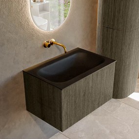 Mondiaz Kurve 70cm badmeubel shadow met 1 lade en wastafel big small midden zonder kraangat urban