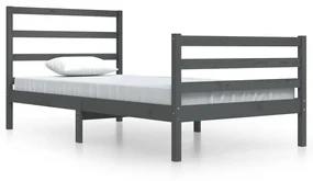 vidaXL Bedframe massief grenenhout grijs 100x200 cm