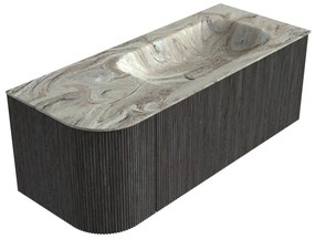 Mondiaz Kurve-dlux 115cm badmeubel ronding links shadow met 1 lade en deur en wastafel big small rechts zonder kraangat glace