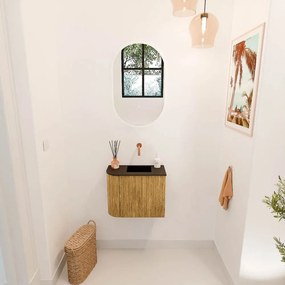 Mondiaz Joya 50cm toiletmeubel ronding links oak met wastafel faye rechts zonder kraangat urban
