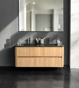 B-Stone Branson badkamermeubel eiken met natuurstenen dubbele wastafel 120cm