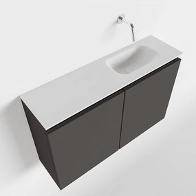 Mondiaz Ture 80cm toiletmeubel dark grey met wastafel talc rechts geen kraangat
