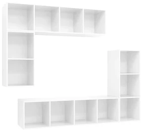 vidaXL 4-delige Tv-meubelset spaanplaat hoogglans wit