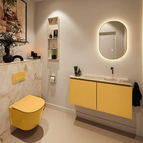 Mondiaz Ture DLux toiletmeubel 100cm ocher met wastafel frappe rechts zonder kraangat