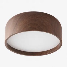 Plafondlamp In Ijzer Glatzer Donkerbruin Hout - Sklum