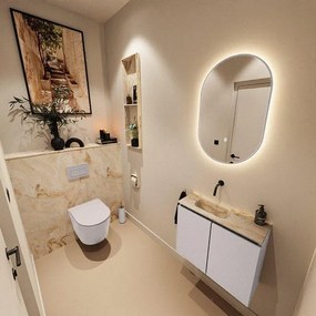 MONDIAZ TURE-DLUX 60cm toiletmeubel Cale. EDEN wastafel Frappe positie links. Zonder kraangat. TUREDX60CALL0FRA